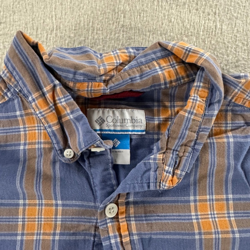 Columbia Mens L Button Down Plaid Long Sleeve Casual Shirt Fall Colors Everyday - Picture 4 of 10